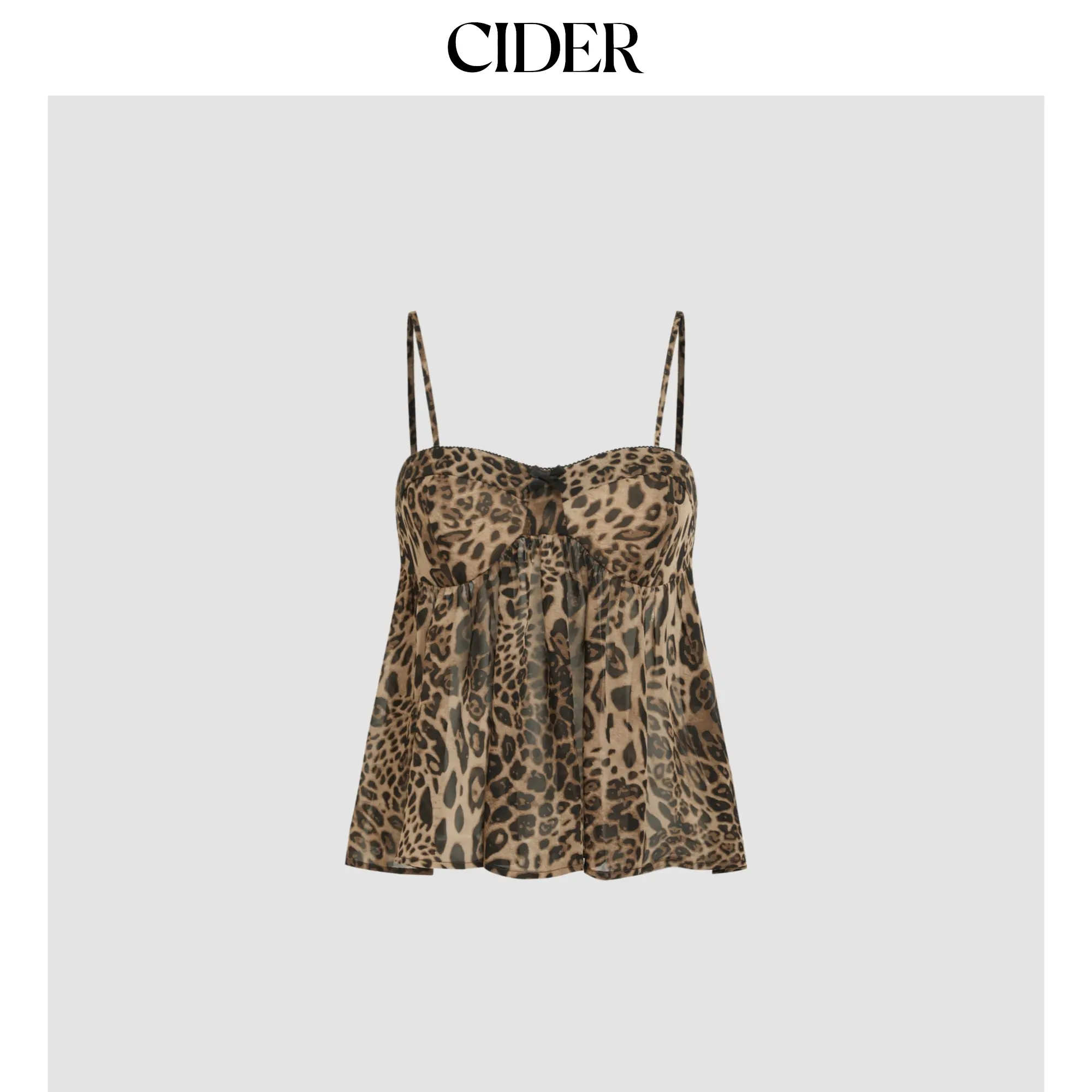 Cider Square Neck Leopard Bowknot Cami Top