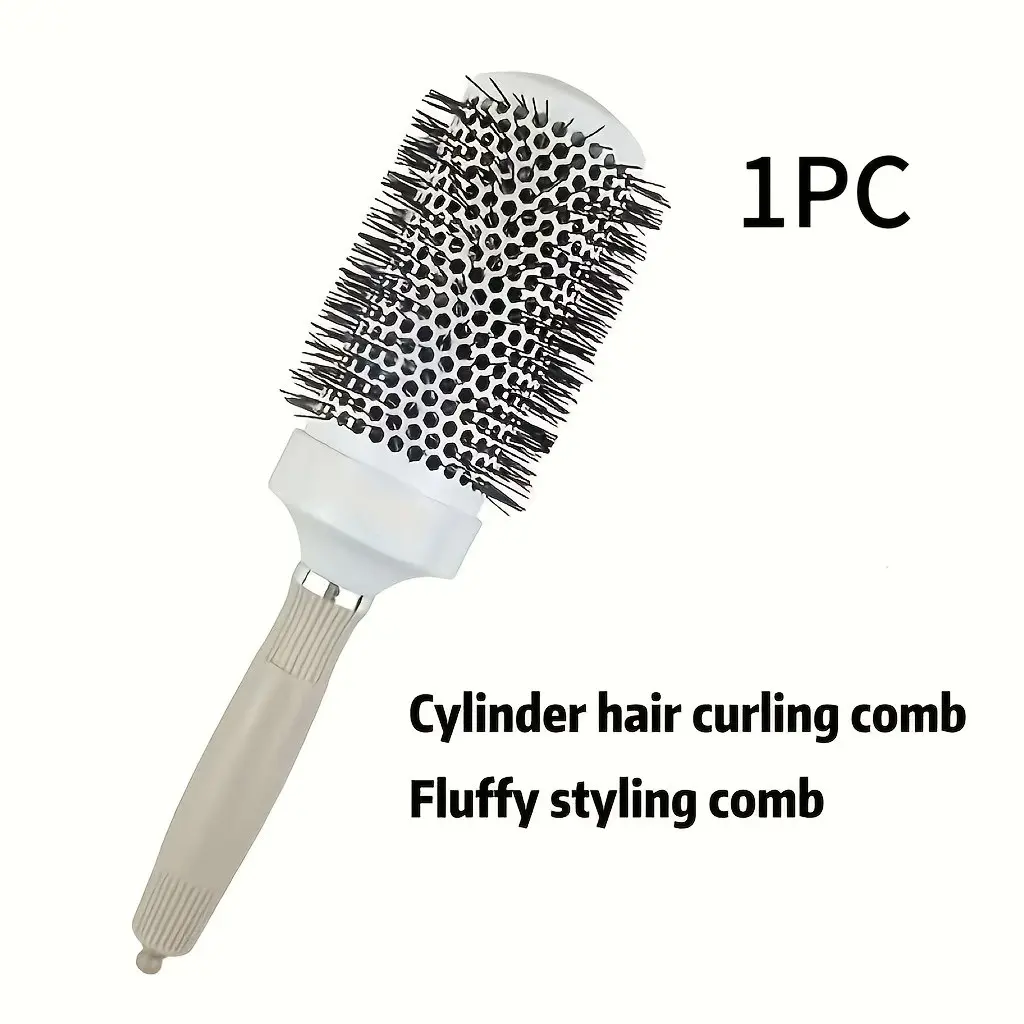Roll Comb, Heat Conductive Aluminum Tube Curl Brush, Bangs Styling Tool, Nylon Comb, Round Hairbrush for Drying and Styling, Curling Comb