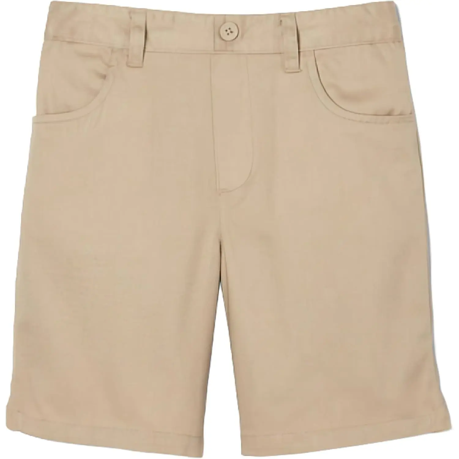 Girls' Pull-On Twill Shorts with Elastic Waist-Back, Faux Button and Fly - School Uniform Shorts in Standard and Plus Sizes for Girls and Tweens