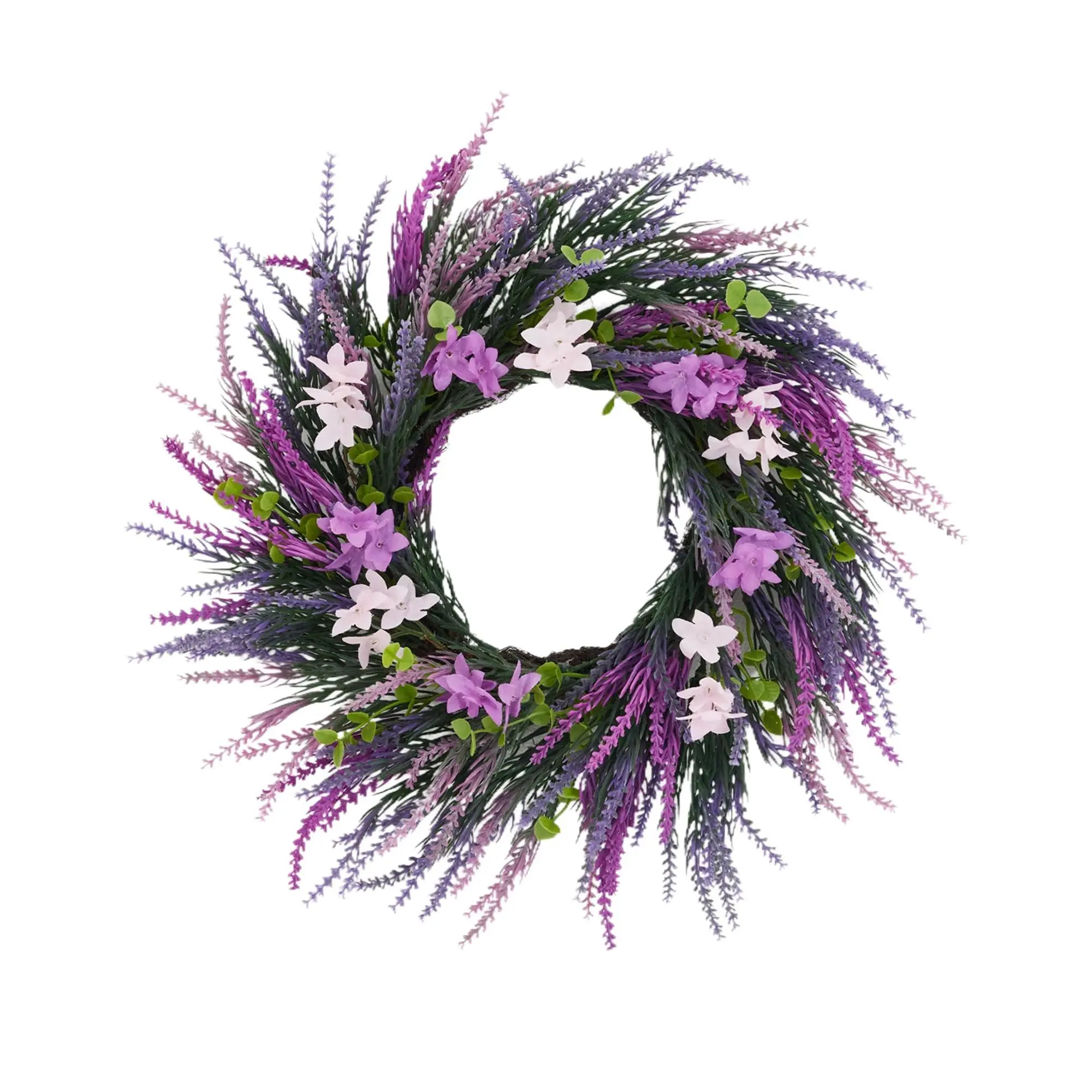 20" Purple Lavender Flower Wreath for Front Door, Spring Summer Flower Wreath, Farmhouse Door Wreath for Home Holiday Wedding Decor
