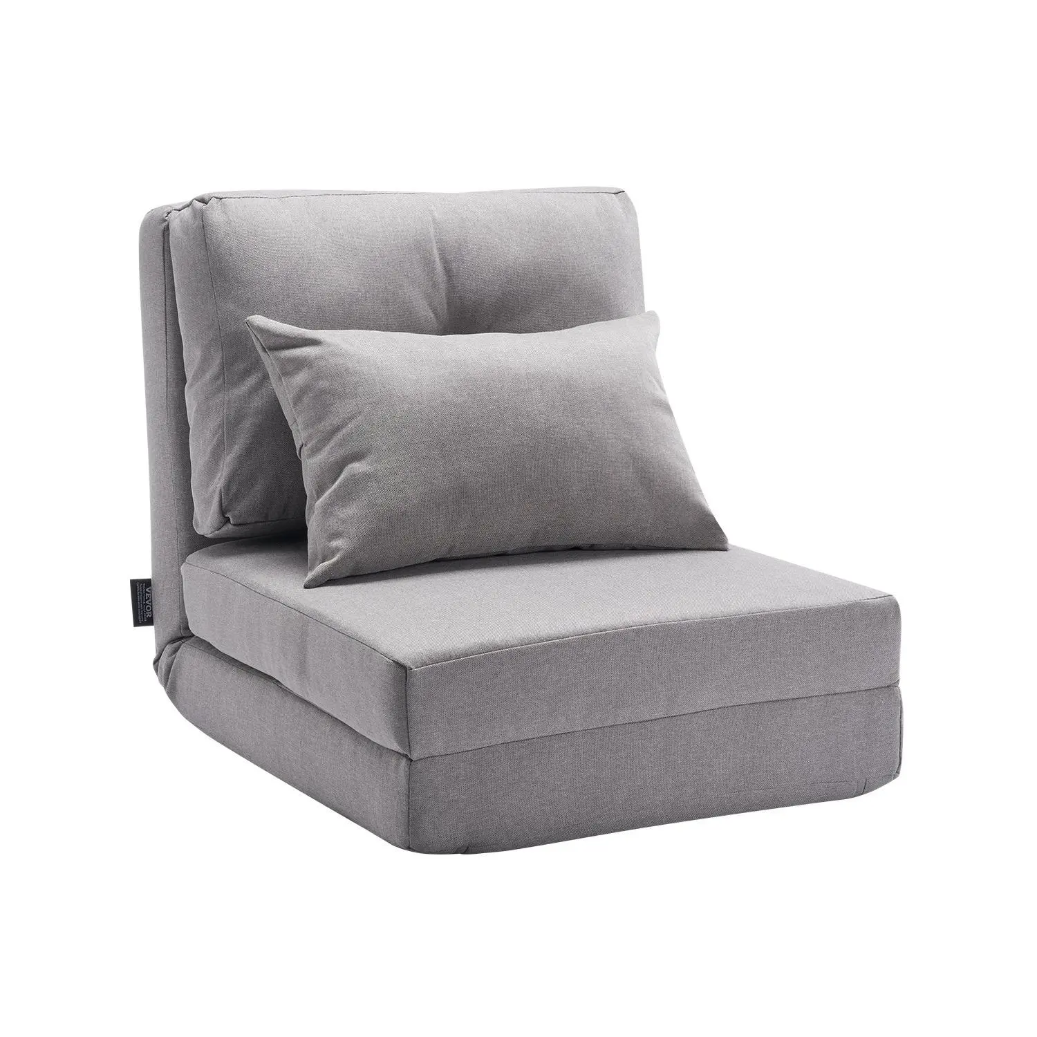 VEVOR 5-Position Convertible Flip Chair, Foldable Single-Person Upholstered Floor Lazy Sofa Bed with Adjustable Backrest, Metal Frame & Pillow for Living Room, Bedroom