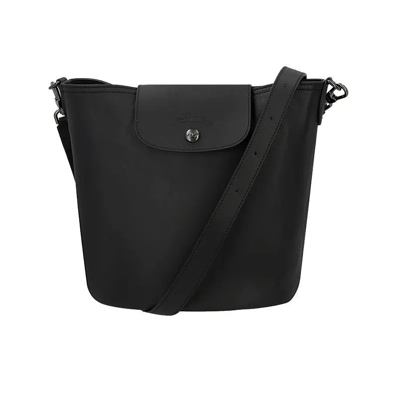 Longchamp Le Pliage Xtra Leather Crossbody Bag for Women with Silver Clasp and Flip Closure in Black