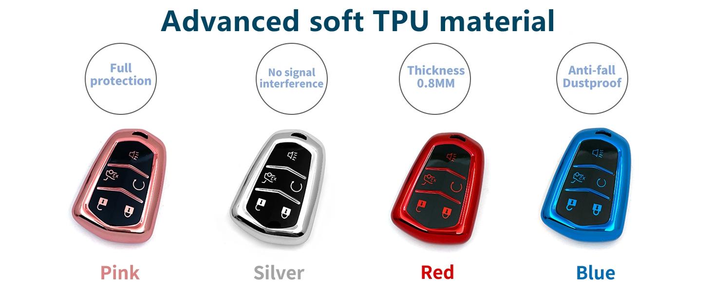 soft TPU Key Case Suitable for Cadillac STS CTS XT5 Escalade CT6 ATS SRX 4/5 Buttons Key (Red Key Cover + Key Chain set), Car Key Accessory, Key Covers For Car Keys, 4/5 Button Fit soft TPU Key Case Suitable for Cadillac STS CTS XT5 Escalade CT6 ATS SRX 4/5 Buttons Key (Red Key Cover + Key Chain set), Car Key Accessory, Key Covers For Car Keys, 4/5 Button Fit