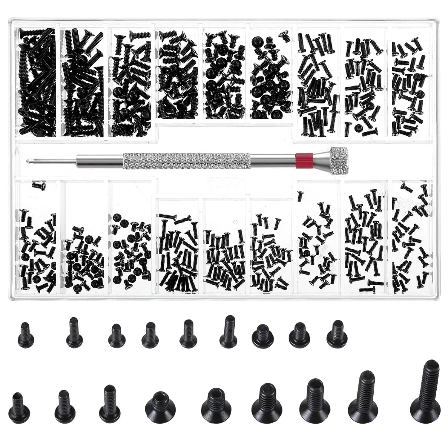 500 count  Screws   Repair Screw Kit M1.2/M1.4/M2.0 Small  Screws Black Laptop   Screw  Kit with  for Glasses Watches