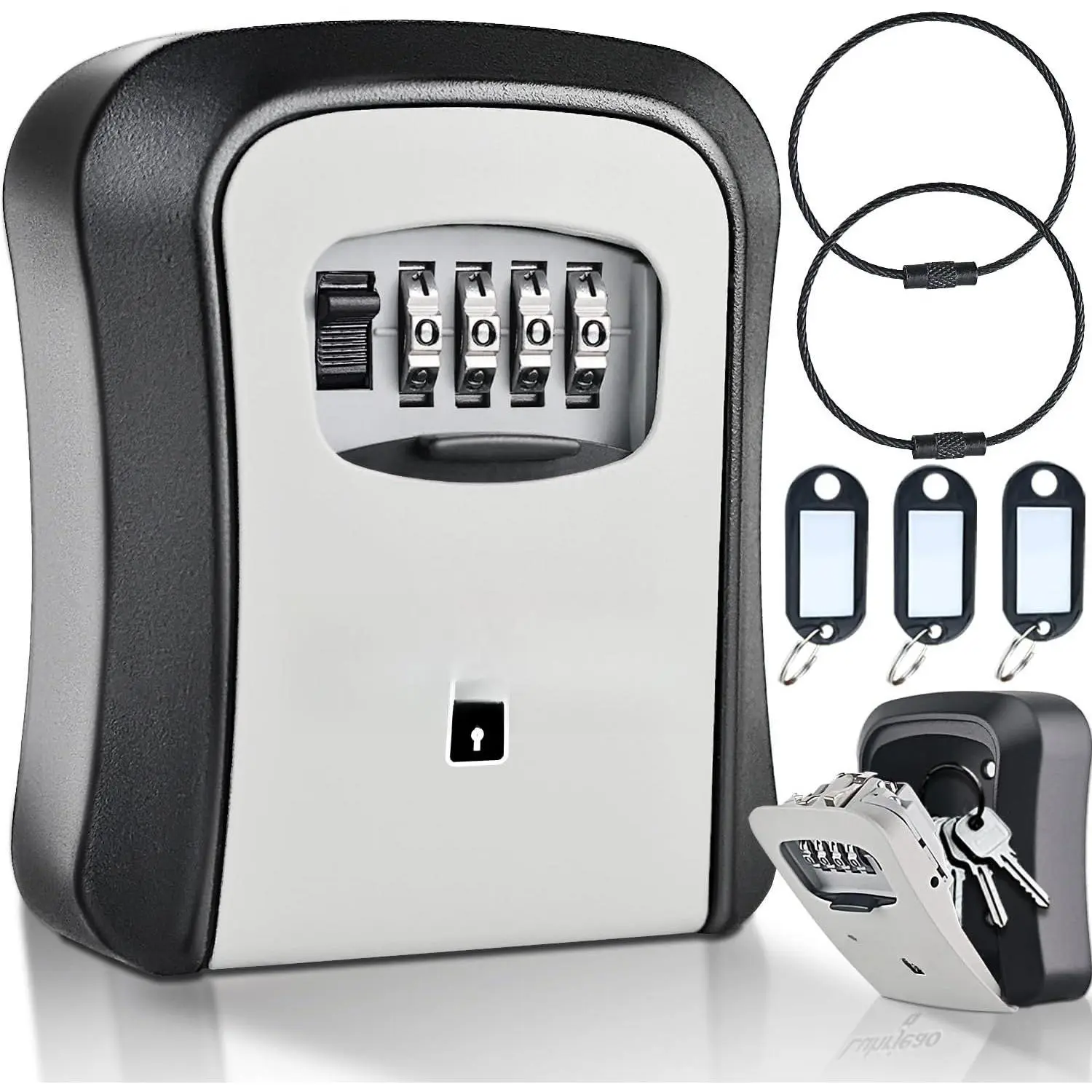 Lock Box, Key Lock Box XL Wall Mounted, Durable  Outdoor Key Safe with Heavy-Duty Metal, 4-Digit Resettable Combination Lock for , Rentals, Realtors & Apartment