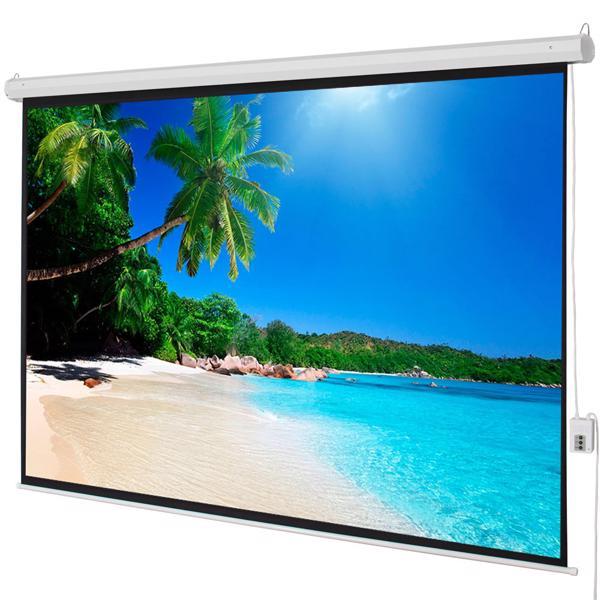 100" 4:3 80"*60" Motorized Projector Screen with Remote Control, Matte White Viewing Area, Ceiling/Wall Mountable, Silent Operation for Home Theater, Office, Classroom