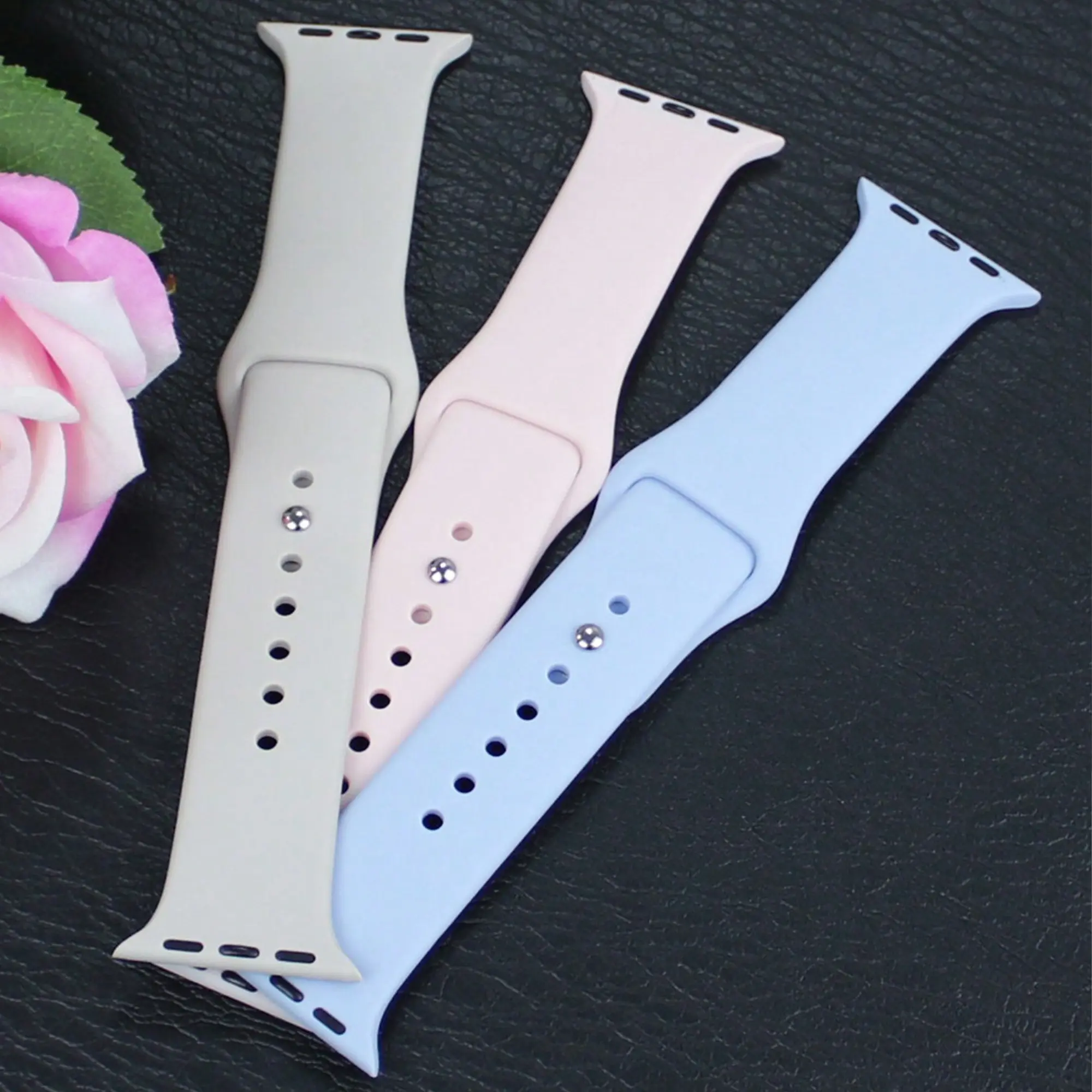 3-Pack Fashion Silicone Band for Apple Watch, Single Color, Soft Waterproof, Compatible with Series 11-3/ultra/se, 38-49mm