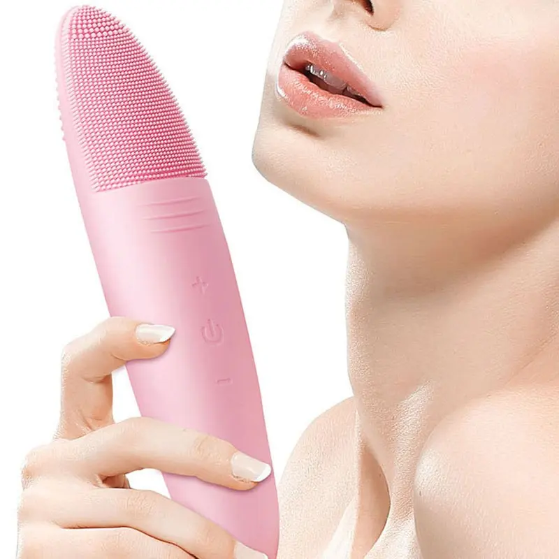 New Rechargeable Silicone Face Brush, Heated Vibration Massage, Deep Cleansing, Exfoliating, Face Exfoliator Brush, Facial Care Tools, Available in Blue