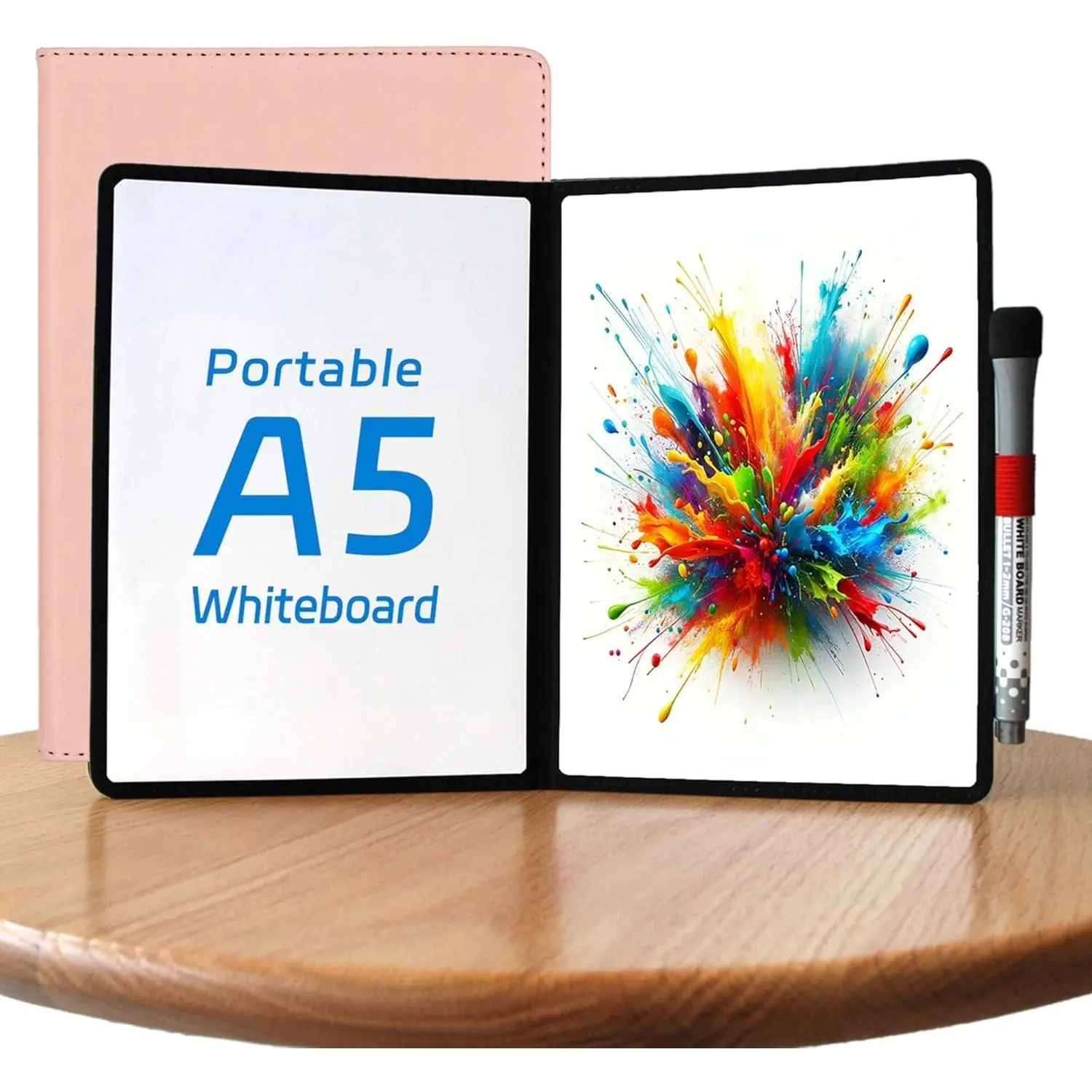 A5 Pocket White Board - 8.5x6 in Double-Sided Dry Erase Board, Ultra-Thin Portable Whiteboard with Markers & Eraser, Anti-Ghosting Surface for Office, School (Black)