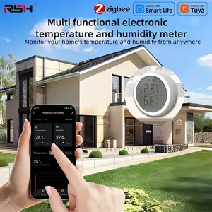 Tuya Digital LCD Indoor Zigbee Temperature Sensor, Humidity Meter, Compatible with Smart Life APP, Remote Control Thermometer Hygrometer Sensor