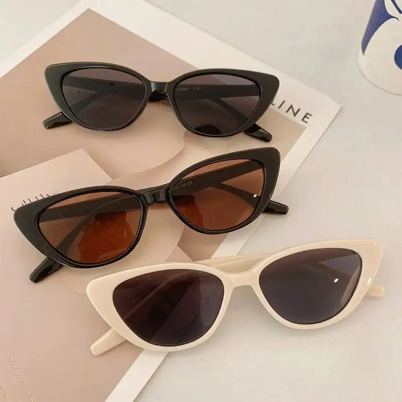 XUH Sunglasses Set for Women, Retro Cat's Eye Semi-Rimless Small Nylon Frame with Tawny Tinted Lenses, UV400 Blue Light Blocking, Sunglasses For Women, Vintage Trendy Sunglasses, Trendy Shades, Fashion Sunnies, Stylish Sunglasses