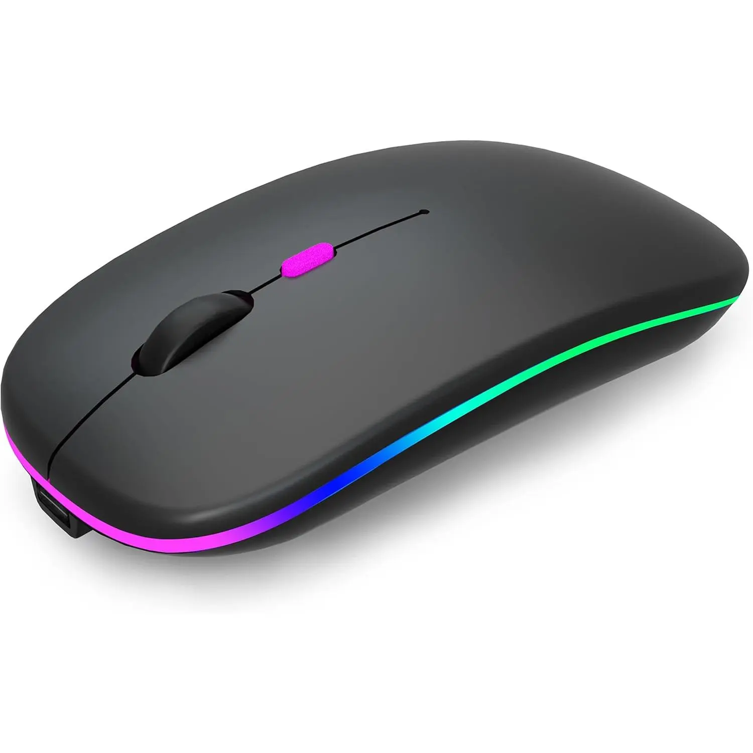 , Rechargeable,  Mode  5.2 & 2.4G USB, LED Lights, Slim, Silent, Portable   for Laptop, PC, MacBook, iPad, Tablet (Black)