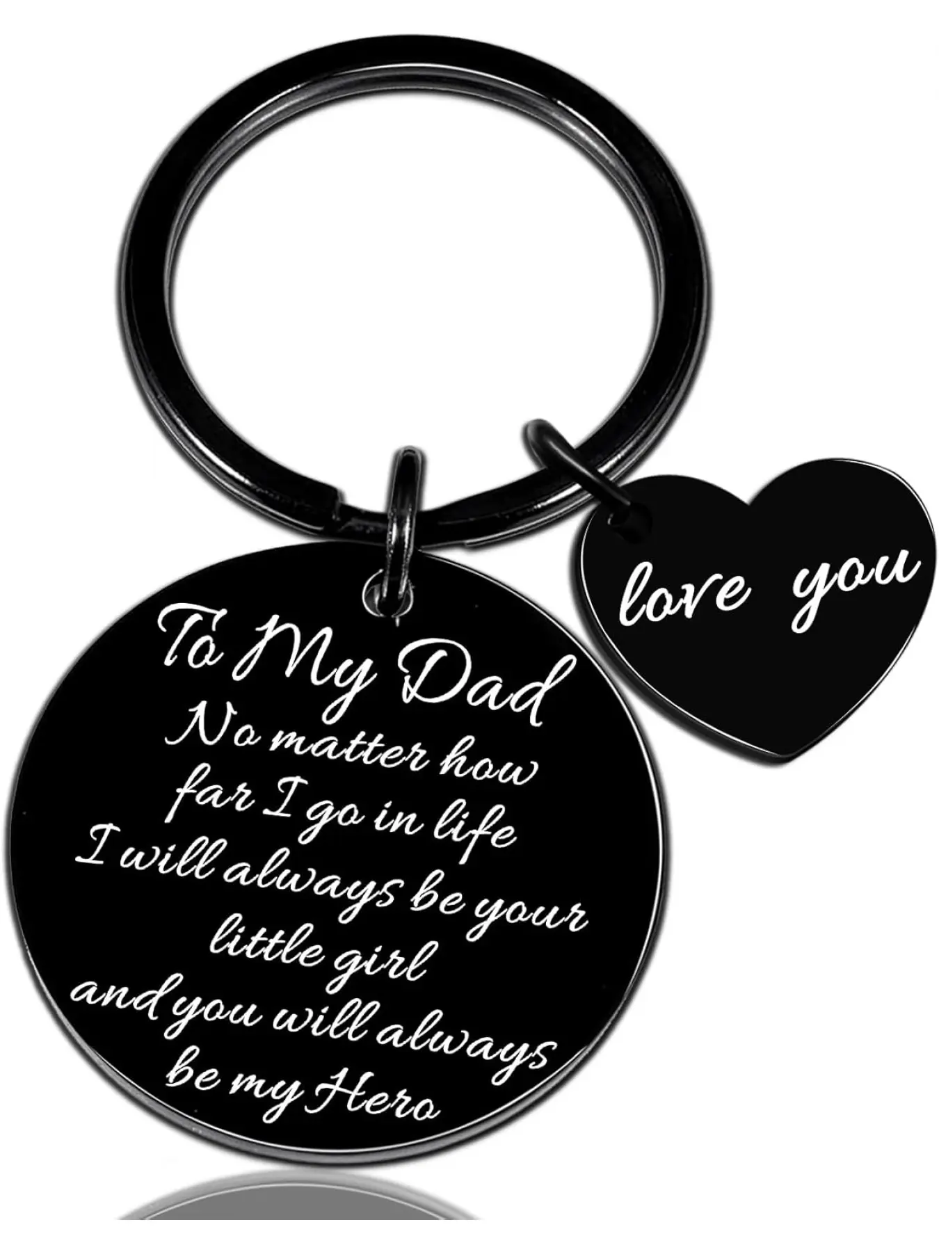 Father's Day Keychain for Dad Personalized Key Ring Engraved with Name Gift for Daughter Son from Kids Birthday Christmas Present