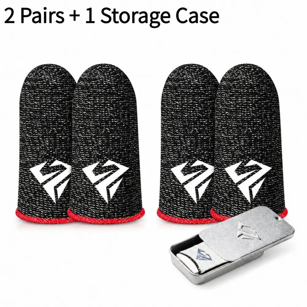 2 Pairs Gaming Finger Cuffs, Esports Touchscreen Breathable Sweatproof Mobile Game Gloves, Includes Storage Box, Gaming Finger Sleeves, Gaming Items, Gaming Products