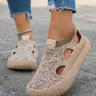 Women's 2026 New Summer Breathable Cut-Out Slip-On Sneakers, Casual Low-Top Round Toe Shoes, Comfortable Rubber Sole, All Seasons, Casual Lifestyle Footwear