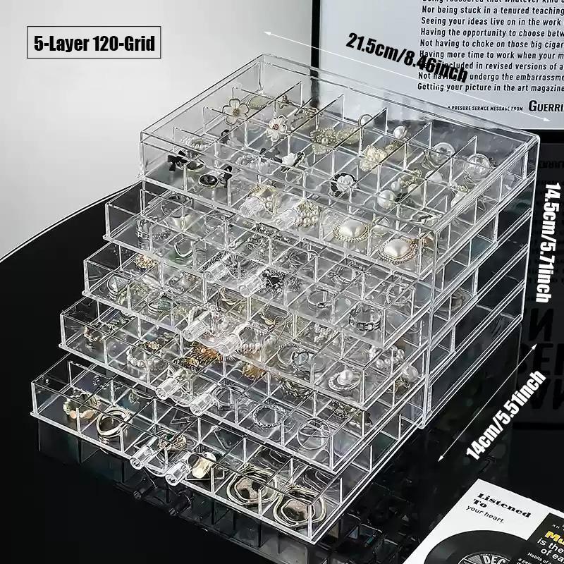 Layers Plastic Dustproof Jewelry Box, 1 Count Jewelry Storage Box, Transparent Large Storage Display Case, Multi-layer Earrings Rings Necklaces Bracelets Pendants Organizer, Home Jewelry Organizer, Jewelry Holder Organizer
