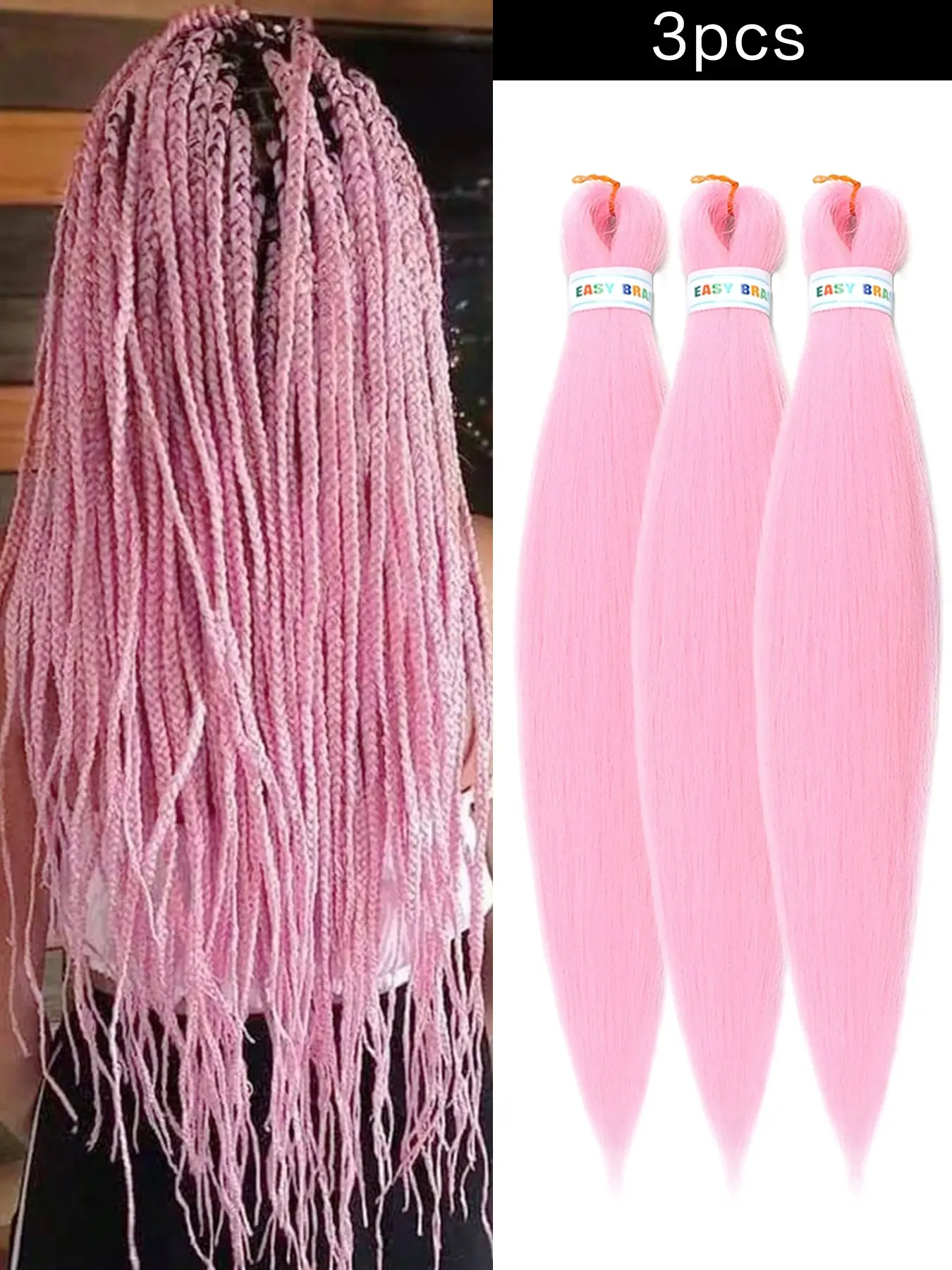 3PCS 26 Inch Pre-Stretched Braiding Hair Extensions, Low Temperature Lightweight Tangle Free Hot Water Setting Braid Hair for Women DIY Box Braids Twist Braids Hairstyle for Women Used Daily Parties Cosplay Halloween And Christmas