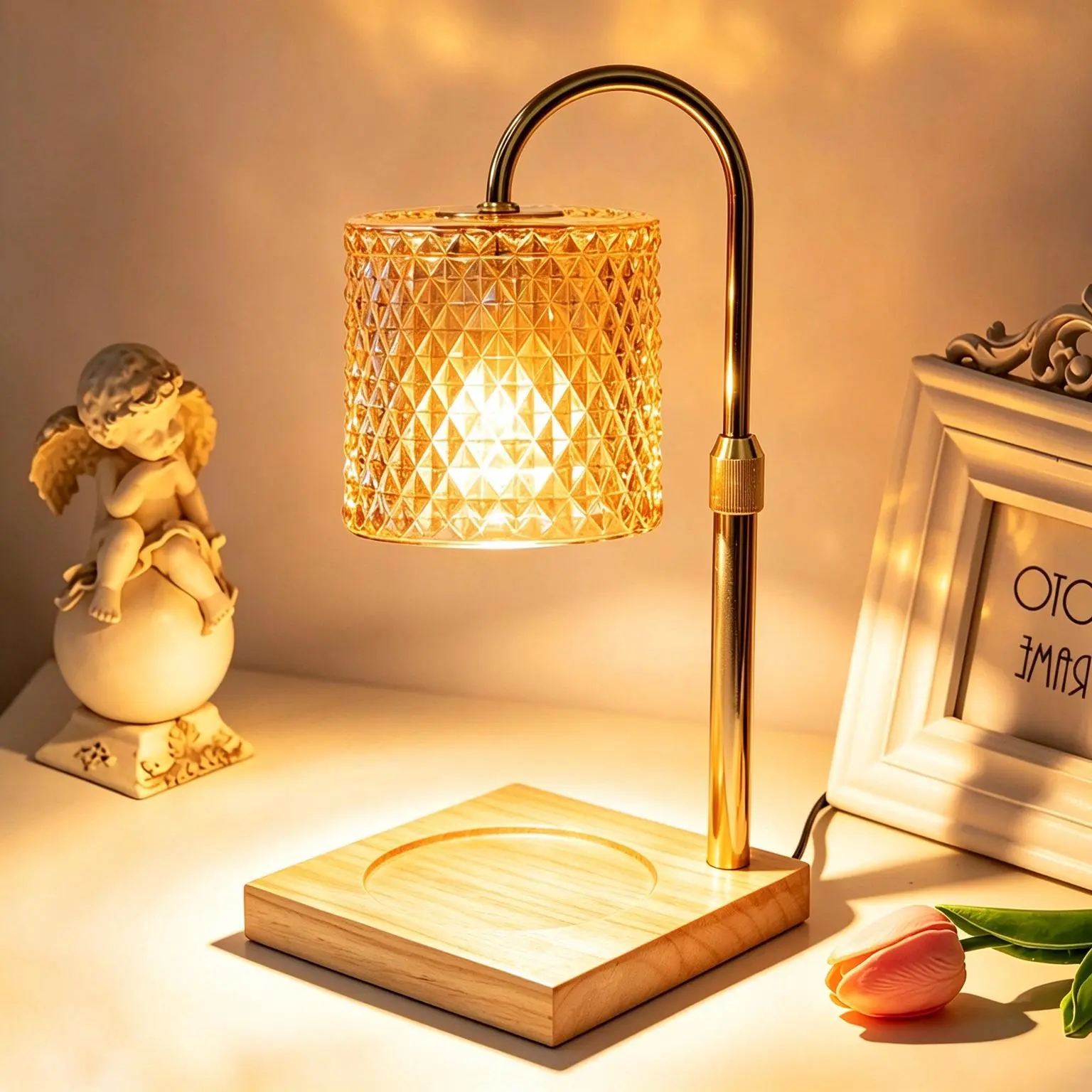 Electric Candle Warmer Lamp With Timer And Dimmer Height Adjustable Flameless Wax Melter For Jar Candles 3 Wick Candles Wax Melts Aesthetic Bedside Night Light Housewarming Gift For Her Mom Women