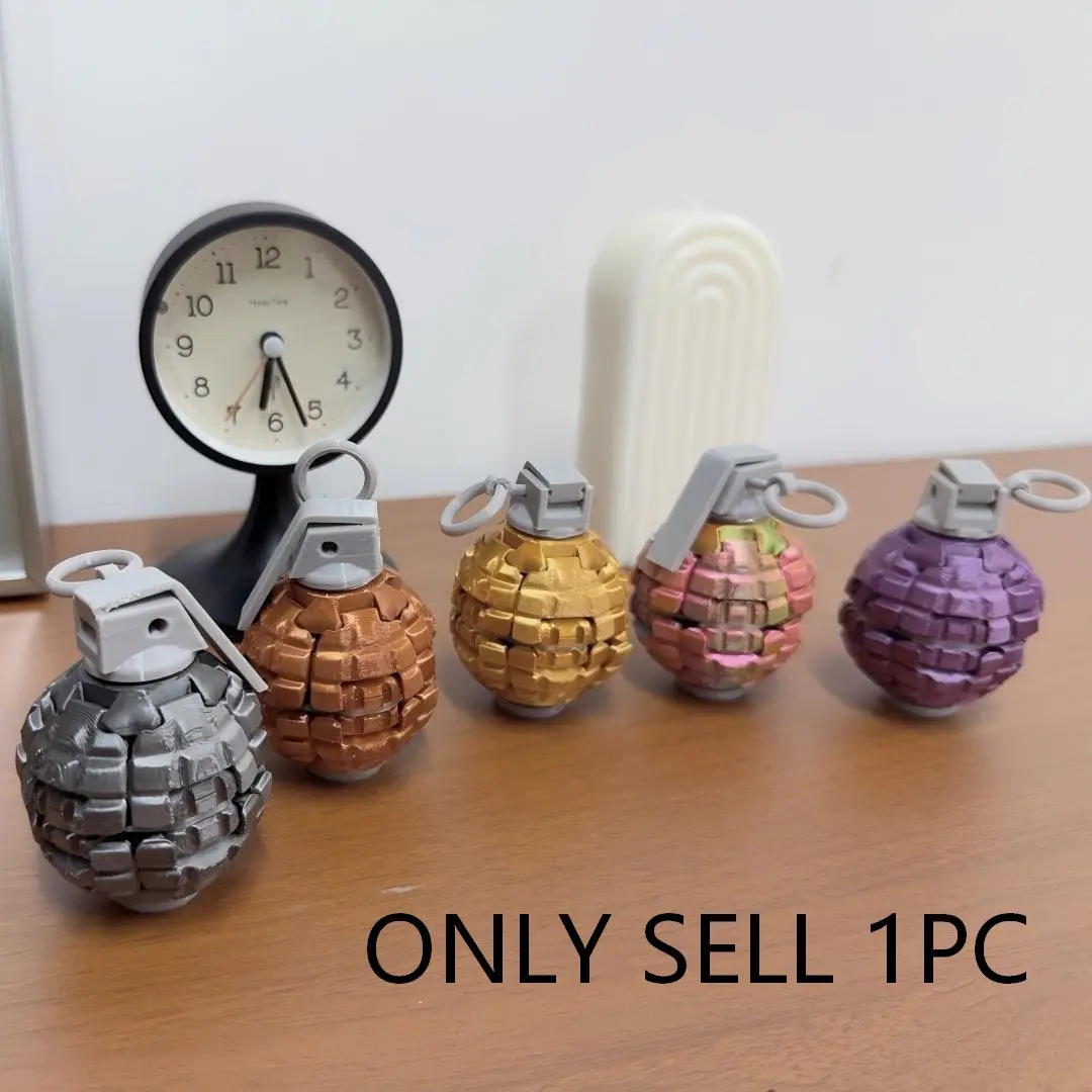 3D Printed Stress Relief Hand Grenade Model, Dual Play Design, Visual and Tactile Therapy, Office, Commute, Study Pressure Release