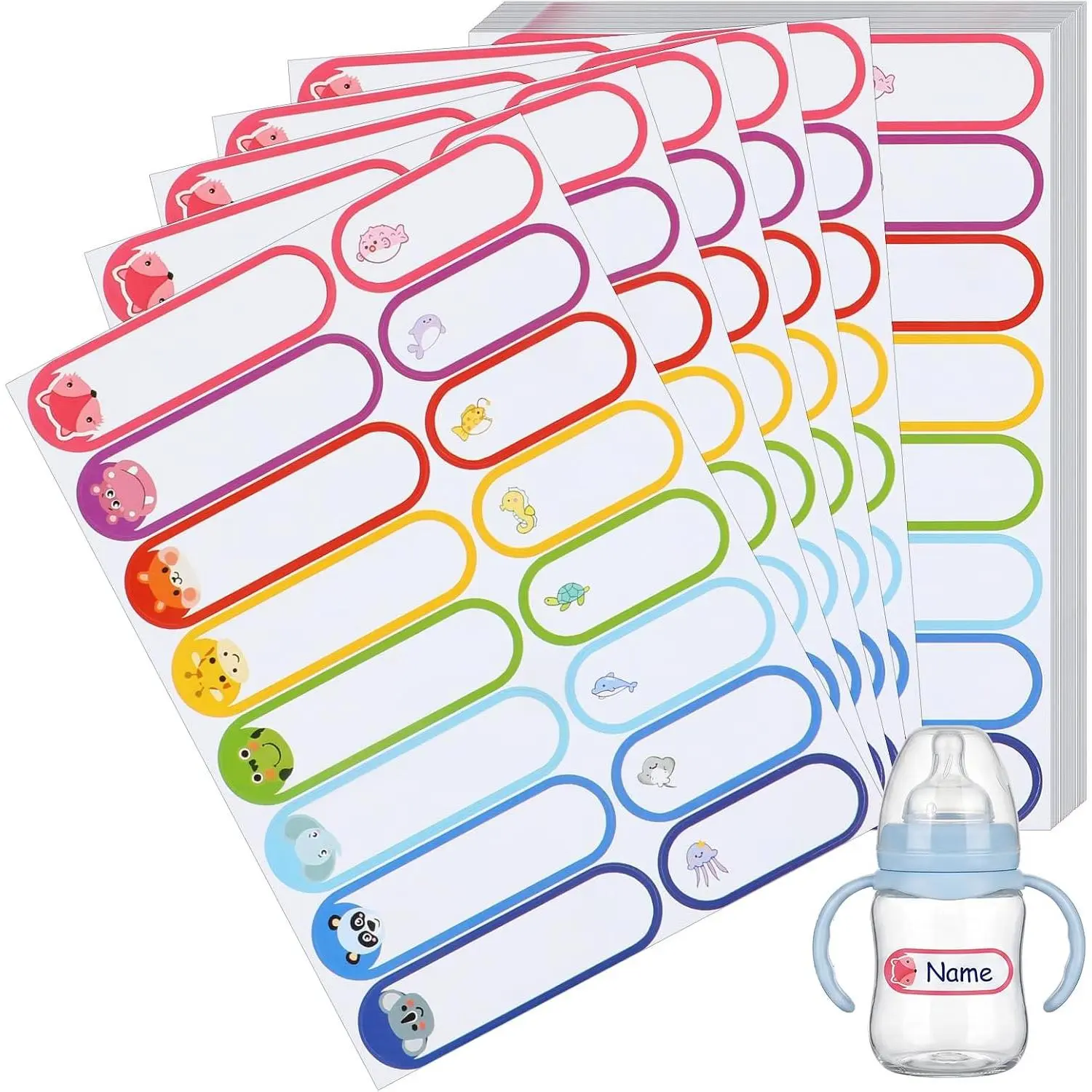 480 count Name Labels for Stuff ,  Name Label, School Essentials Small Labels Blank Border Stickers for Bottle Names, Self-Laminating Tag Stickers, Write- Label