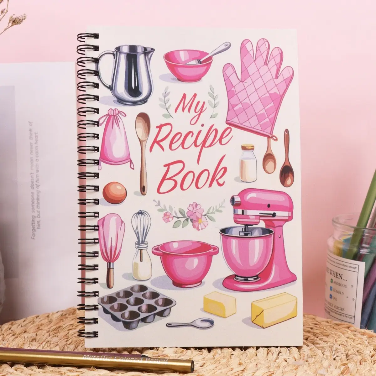 My Recipi Book Fun Recipe Notebook for Personal Use, Blank Paper Journal Cookbook to Record Homemade Recipes, Ideal Gift for Moms and Grandmas