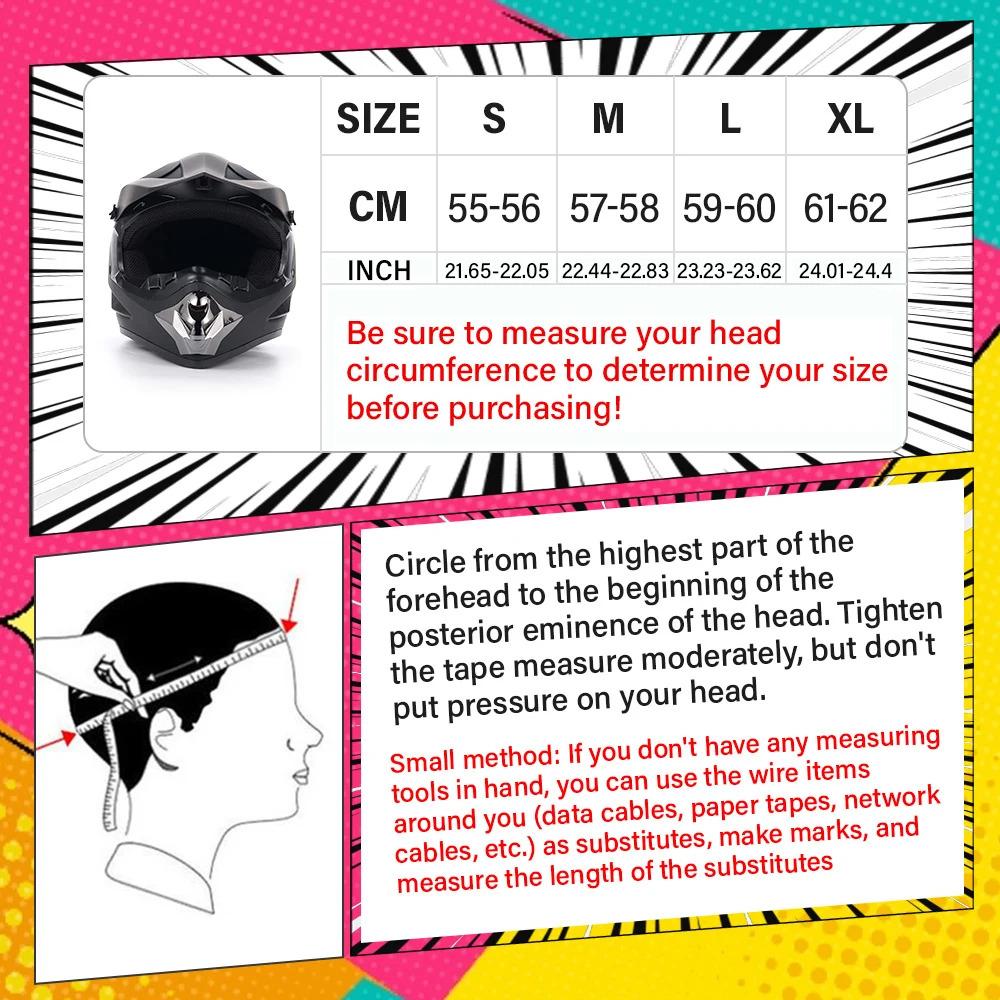 Black Off-Road Motorcycle Helmet ATV Dirt Bike UTV Helmet with Goggles Gloves and Mask DOT Certified Matte Black Trendy Look Complete Set