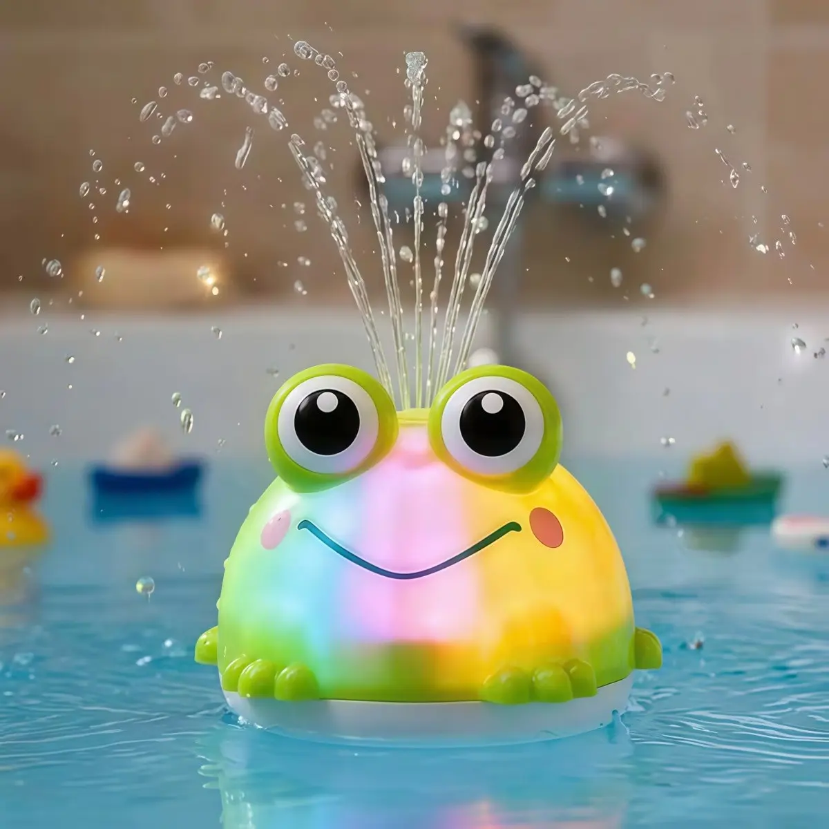 Automatic Sensor Frog Toy with LED Lights, Play Fountain Toy for Bathtub and Pool, Summer Festival Gift, Unisex Design, Requires Batteries