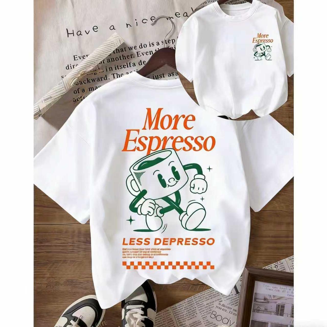 Vintage More Espresso Coffee Club Graphic Short Sleeve Round Neck Casual T-Shirt ,Unisex Graphic Casual Short Sleeve Crew Neck,Shirt for Men & Women, Gift for Her and Him Unisex T-shirt For Man And Woman, Tshirt, Streetwear Style, Retro Vintage Y2k