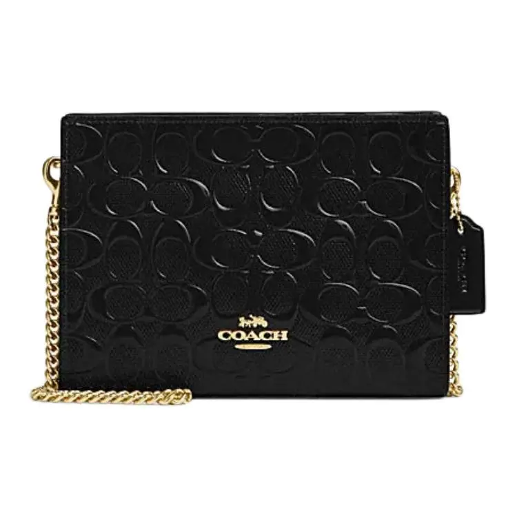 COACH Slim 20 Detachable Chain Strap Zip Top Crossbody Bag for Women – Small Genuine Leather Shoulder Bag in Black