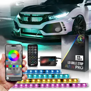 Aura Pro RGB LED Grille Lights with App & Remote Control, 4 count 12" Light Strips,  Front Grill Valence,  Sync, Multi-Color Exterior Lighting Kit,  for    SUV