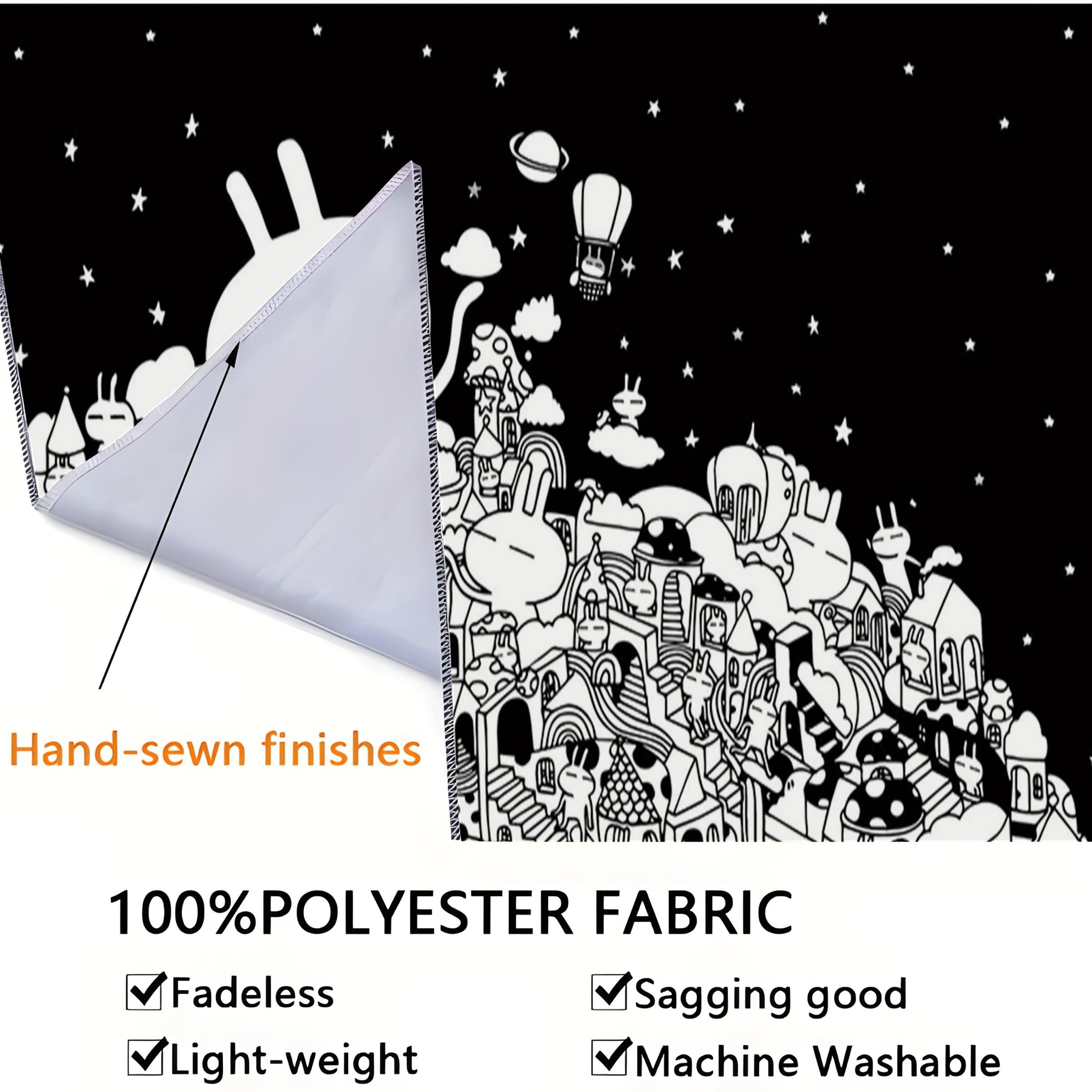 Black and White Minimalist Anime Tapestry - A group of cute characters with smiling, horizontal decoration, suitable dorm rooms, living rooms, office decor - Soft peach-beige, black and white line art, party backdrop, holiday decoration, furniture, minima