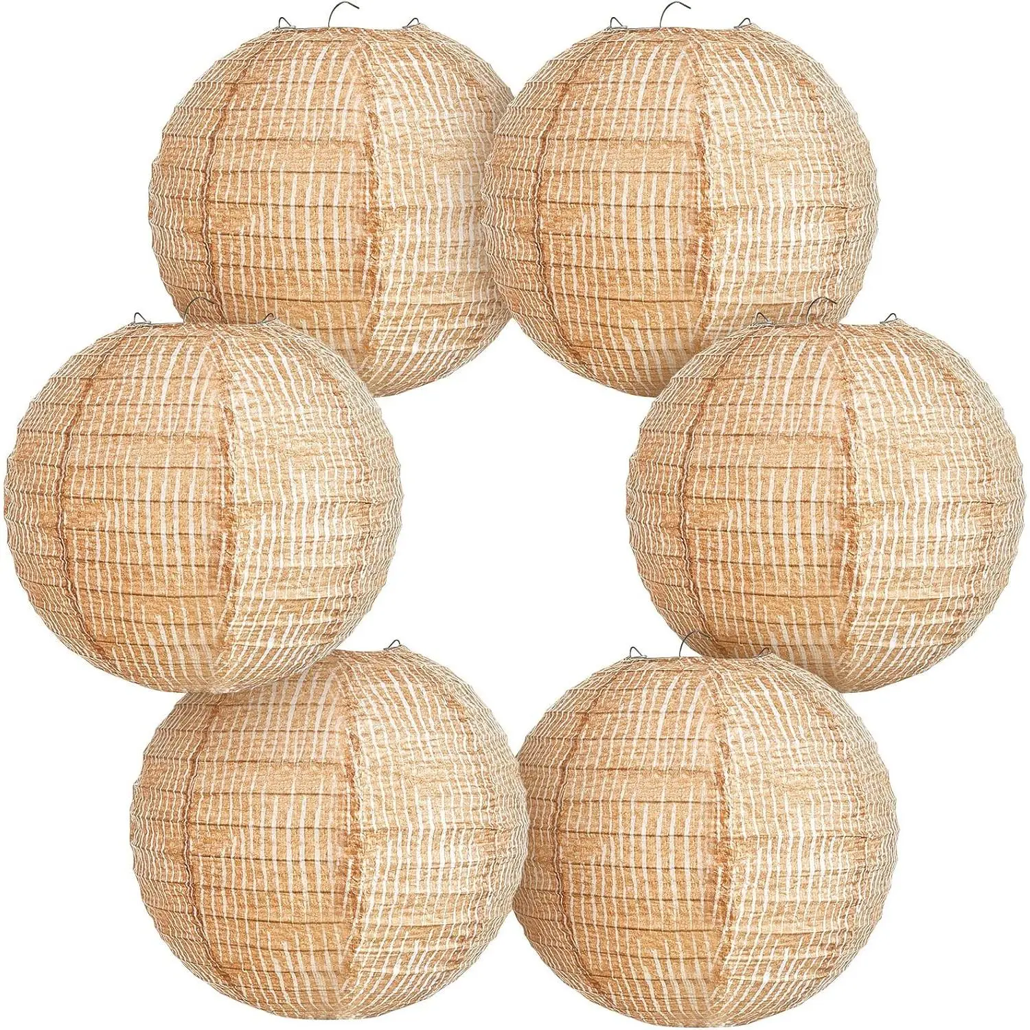 6 count Print Burlap Paper Lanterns Round Chinese Paper Lanterns  Boho Classroom  Decor Classroom Sweet Birthday Party Ceremonial Event (8 Inch)
