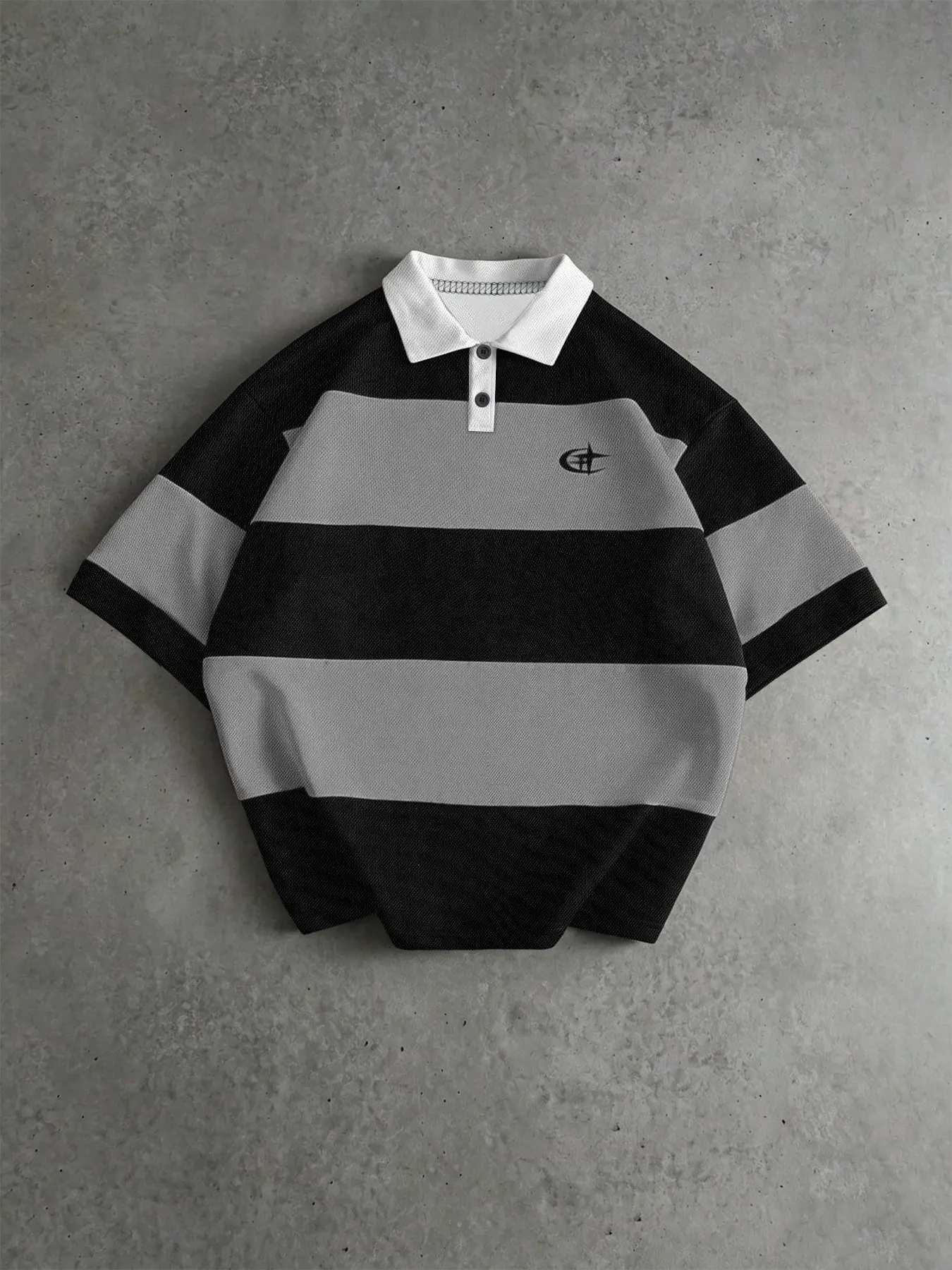 Men's Fashion Street Polo Shirt, Creative Color Block Small Pattern Print, Comfortable Breathable Loose Fit, All Seasons Wear, Streetwear