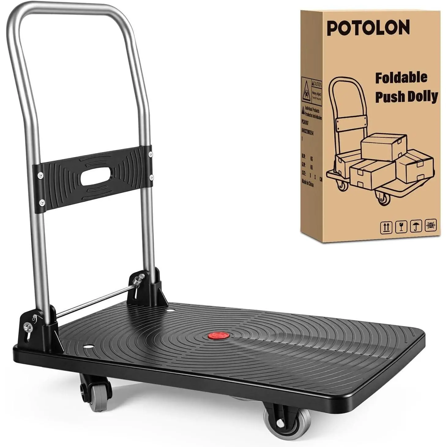 Nilight Foldable Platform Cart 220 lbs Push Dolly with 3 Inch PU Wheels PP Deck Flatbed Cart for Home Garage Office Use Black