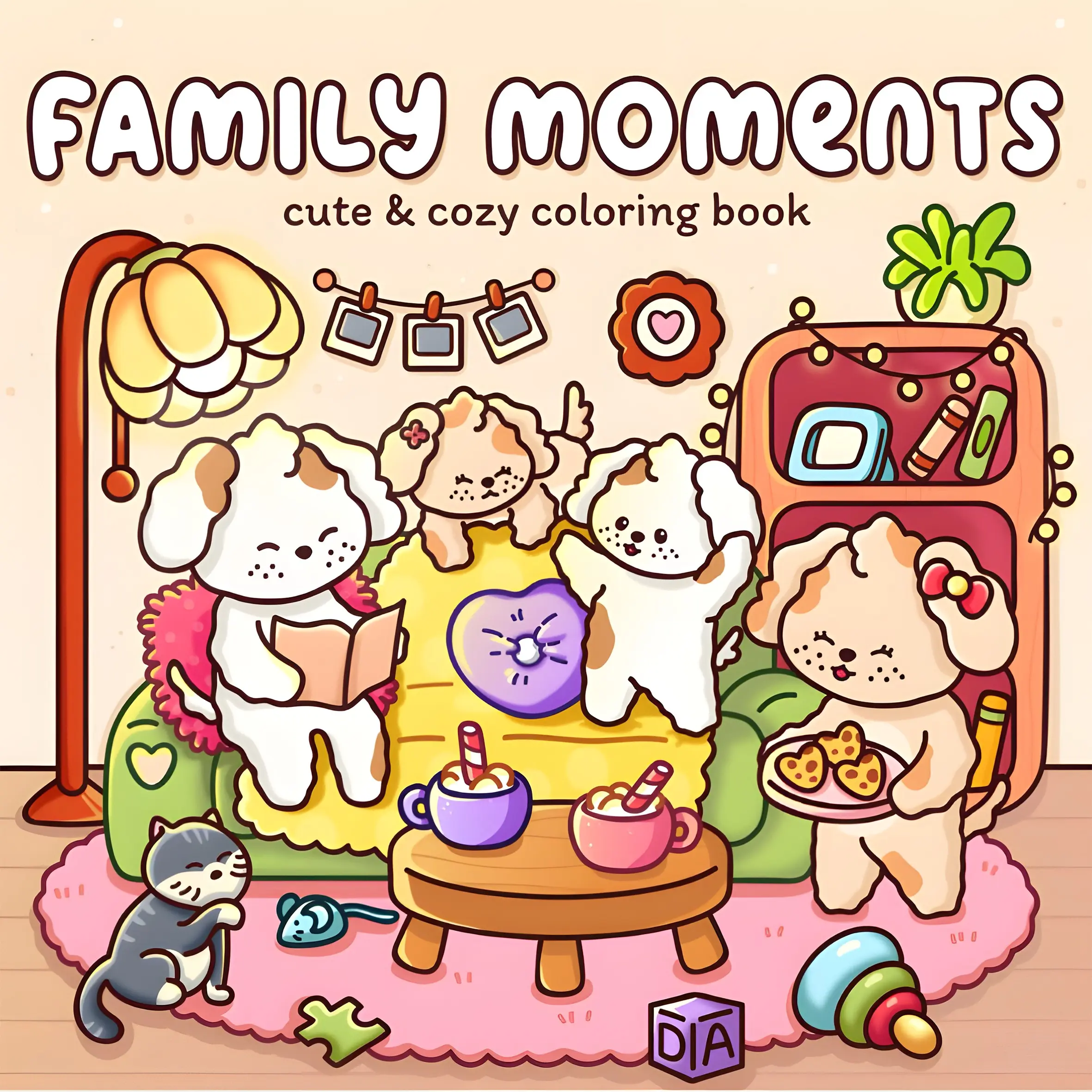 Family Moments: Cute & Cozy Animal Coloring Book – Adorable Relaxing Illustrations of Rabbit, Dog, Sloth, Bear Family Daily Scenes for Adults & Teens Stress Relief