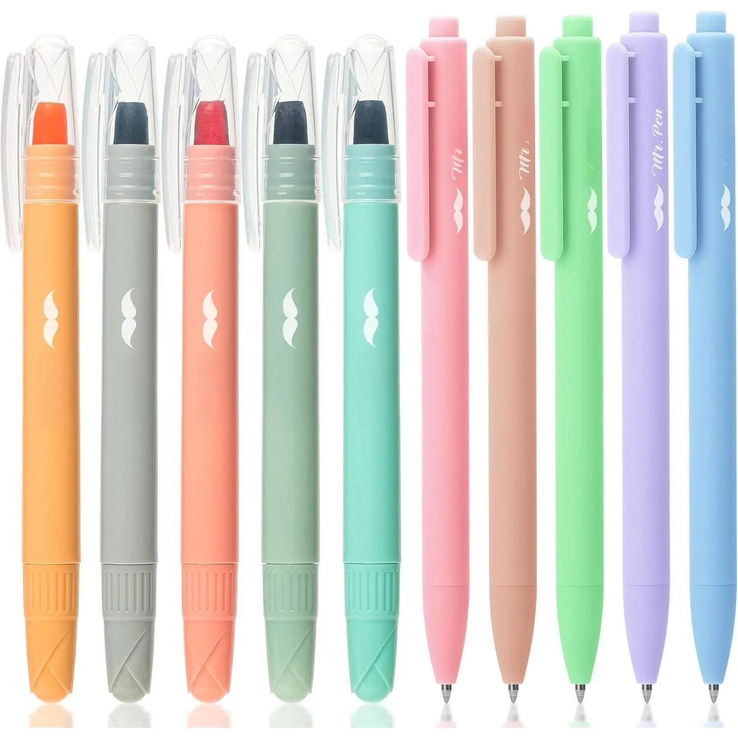 -  Highlighters and Gel s, 10 Pack |  Colors Gel Highlighters No Bleed, Black Ink Gel s,  Dry and No Smear for  Journaling, Planner