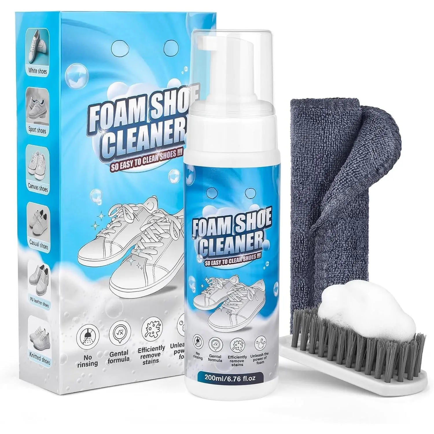 Shoe Cleaner Kit - 6.76 oz  Sneaker Cleaner with Brush & Towel