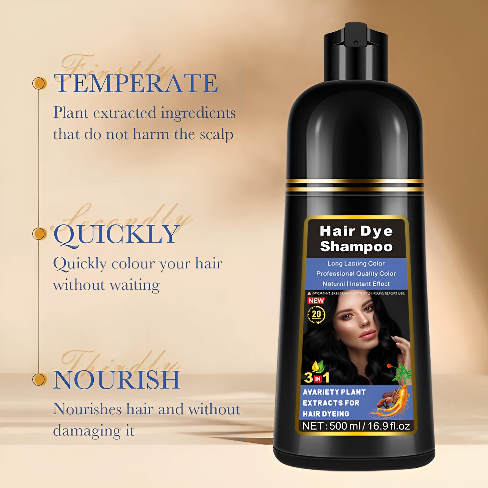 500ML Fruit Scented Hair Dye Shampoo Trio, Plant Extracts, Quick Coloring & Conditioning for, Long-Lasting Color, Single Pack Gel Formula, Cover Gray Hairs