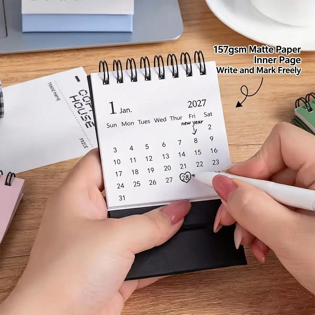 2027 Mini Desktop Calendar, Random Color Pack, Monochrome Pure Color, Portable Mini Desk Calendar, Simple Design, Ideal for Office & Home