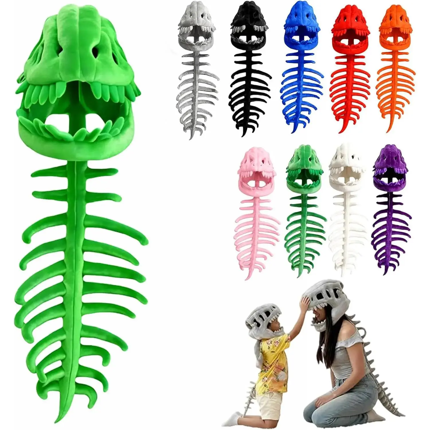 CWS 2026 New Dinosaur Skeleton Costume, 3D Spinosaurus Skull Mask & Plush Spine, for Dress-Up Play #         HBP