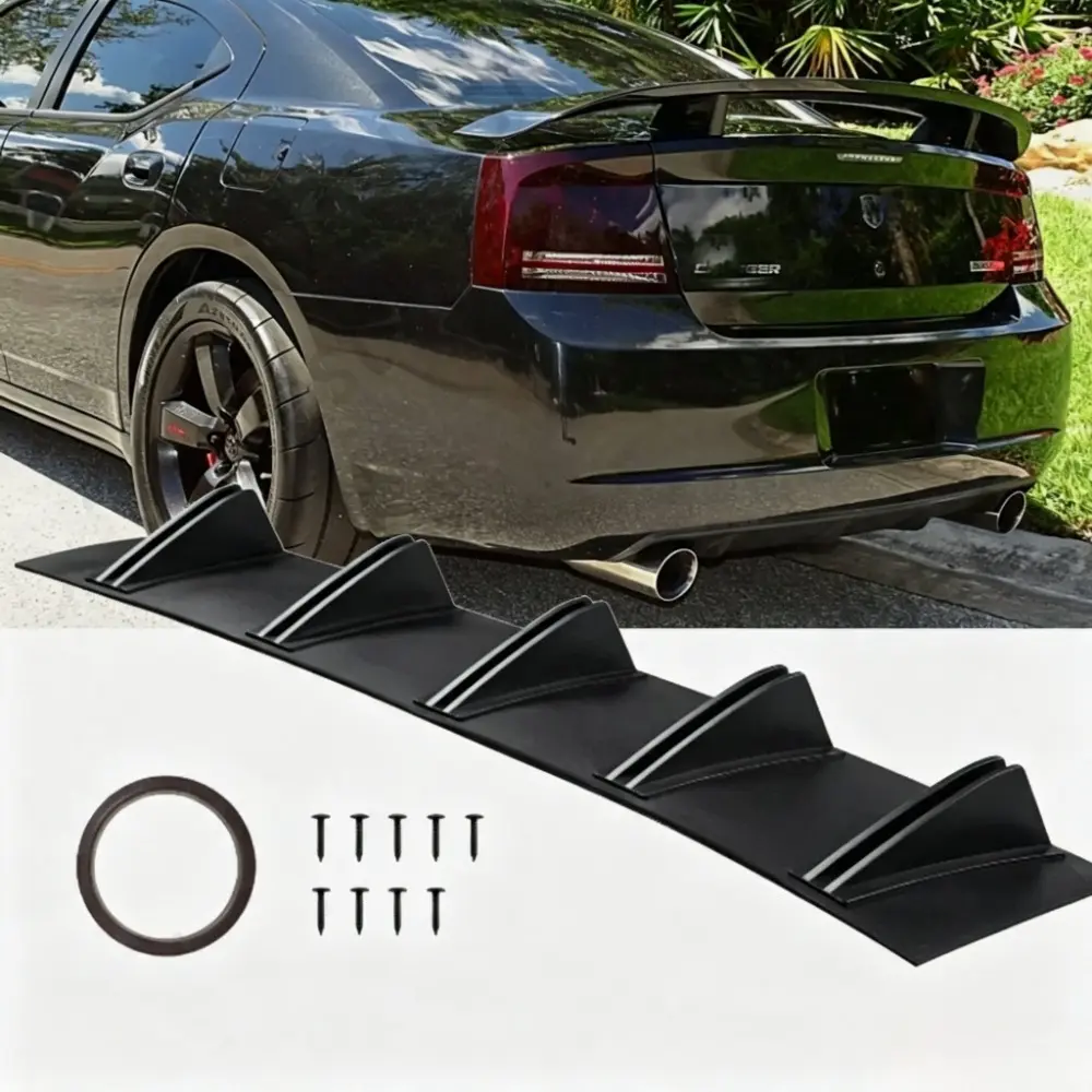 ABS Black Car Rear Bumper Lip Diffuser Splitter (80.5x16.6cm) with Mounting Kit - Aerodynamic Aid, Compatible with 2008-2021 Dodge Charger