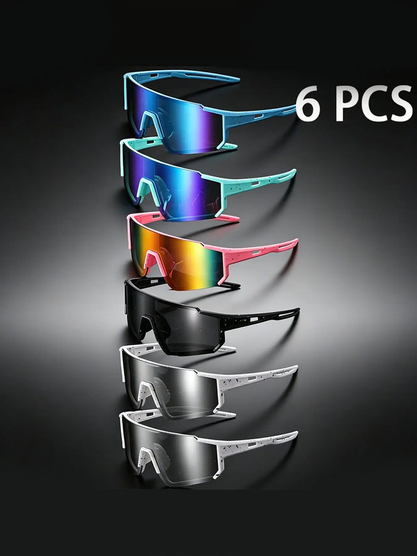 6 Pairs Unisex Cycling Sunglasses, Anti-Slip Nose Bridge, Windproof, Lightweight Scratch-Resistant Lenses, Outdoor Sports Shades, Bike Glasses