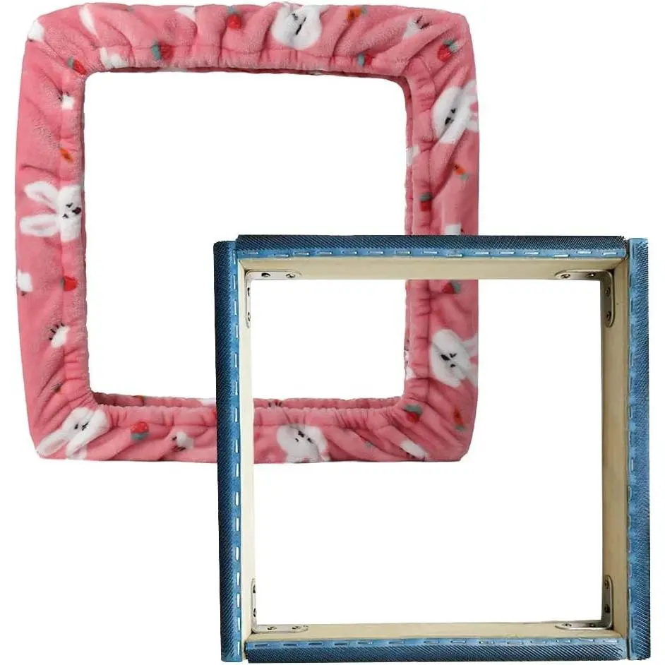 Gripper Strip Frame, Rug Hooking Frame, Punch Needle Frame, Cross Stitch Hoop, with Frame Flannel Cover (11.8*11.8 inch)