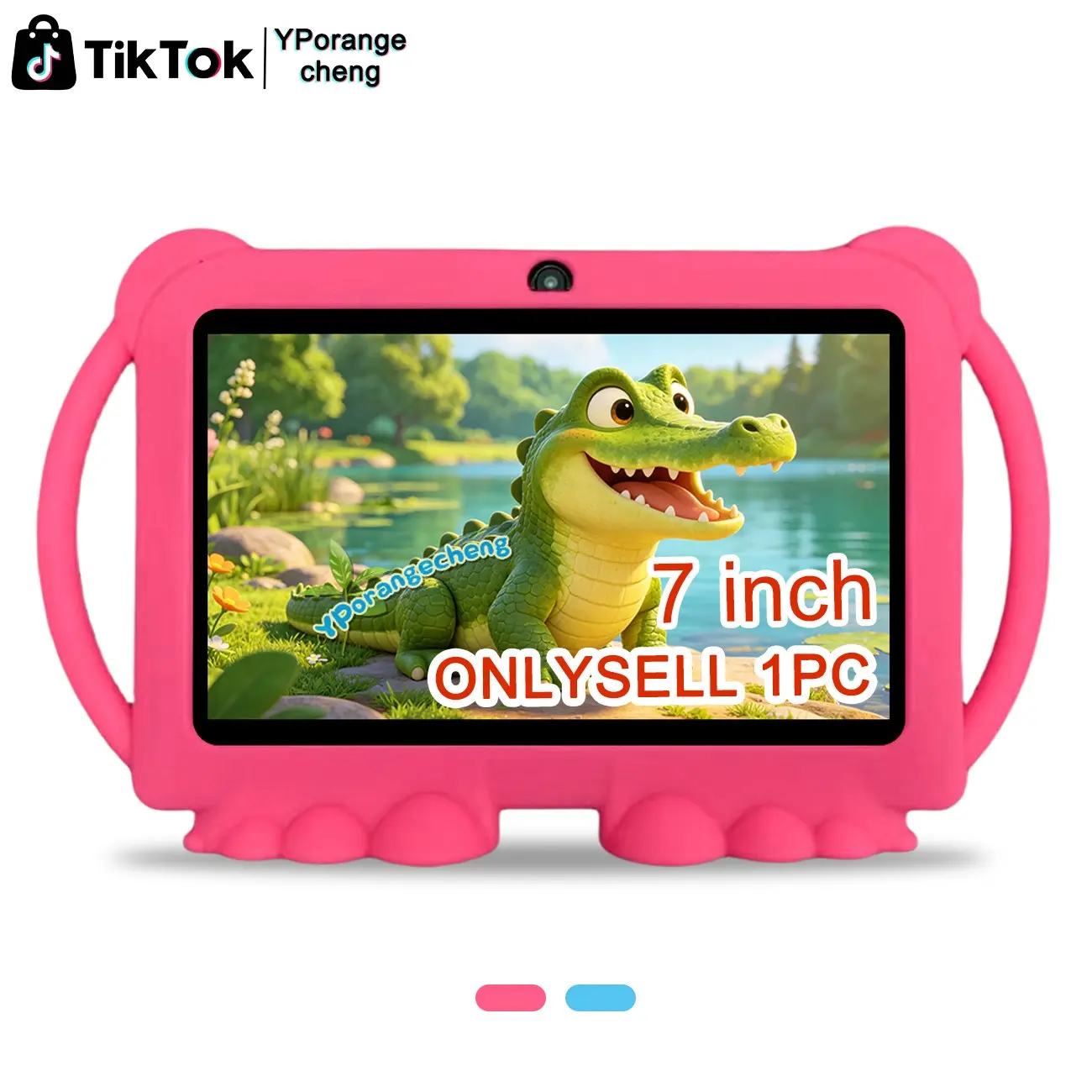 #DealsForYouDays Top Gift for Teens! Father's Day 7-Inch Gaming Tablet, 3-in-1 Work/Study/Entertainment, Touchscreen Android Tablet, HD Screen + Dual Camera + 5G WiFi, Protective Case Included, Birthday/Christmas Gift (Blue/Pink, No Charger)