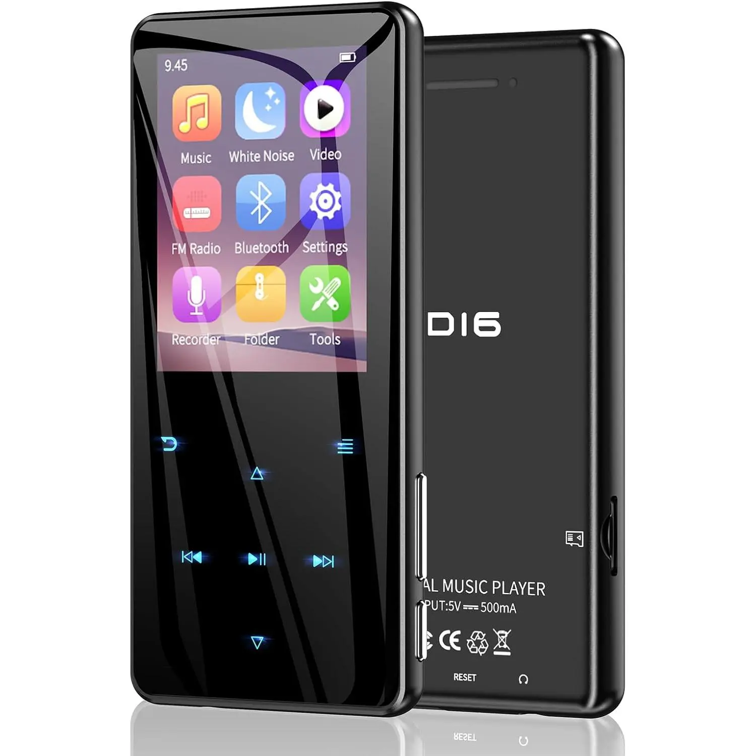 64GB MP3 Player with  5.3, Speaker & White Noise Sounds | 2.4" Screen, Zinc Alloy, Resume Playback, Offline  for  & Adults, FM Radio, Voice Recorder, Up to 128GB MicroSD Card