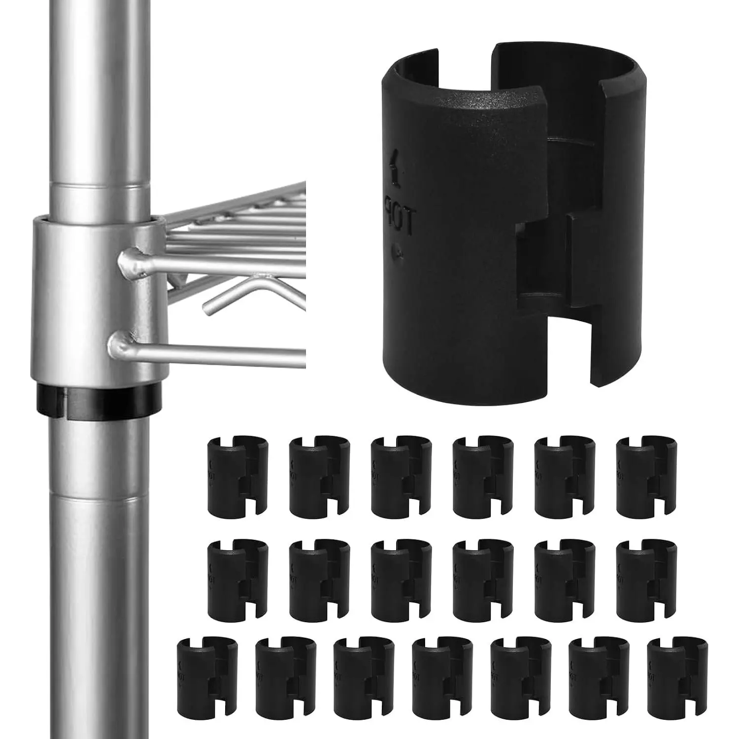 40 count 1 Inch Wire Shelf Clips Plastic Metal Shelf Lock Clips Replacements for  Shelving, Wire Shelving System (20 Pairs Black)