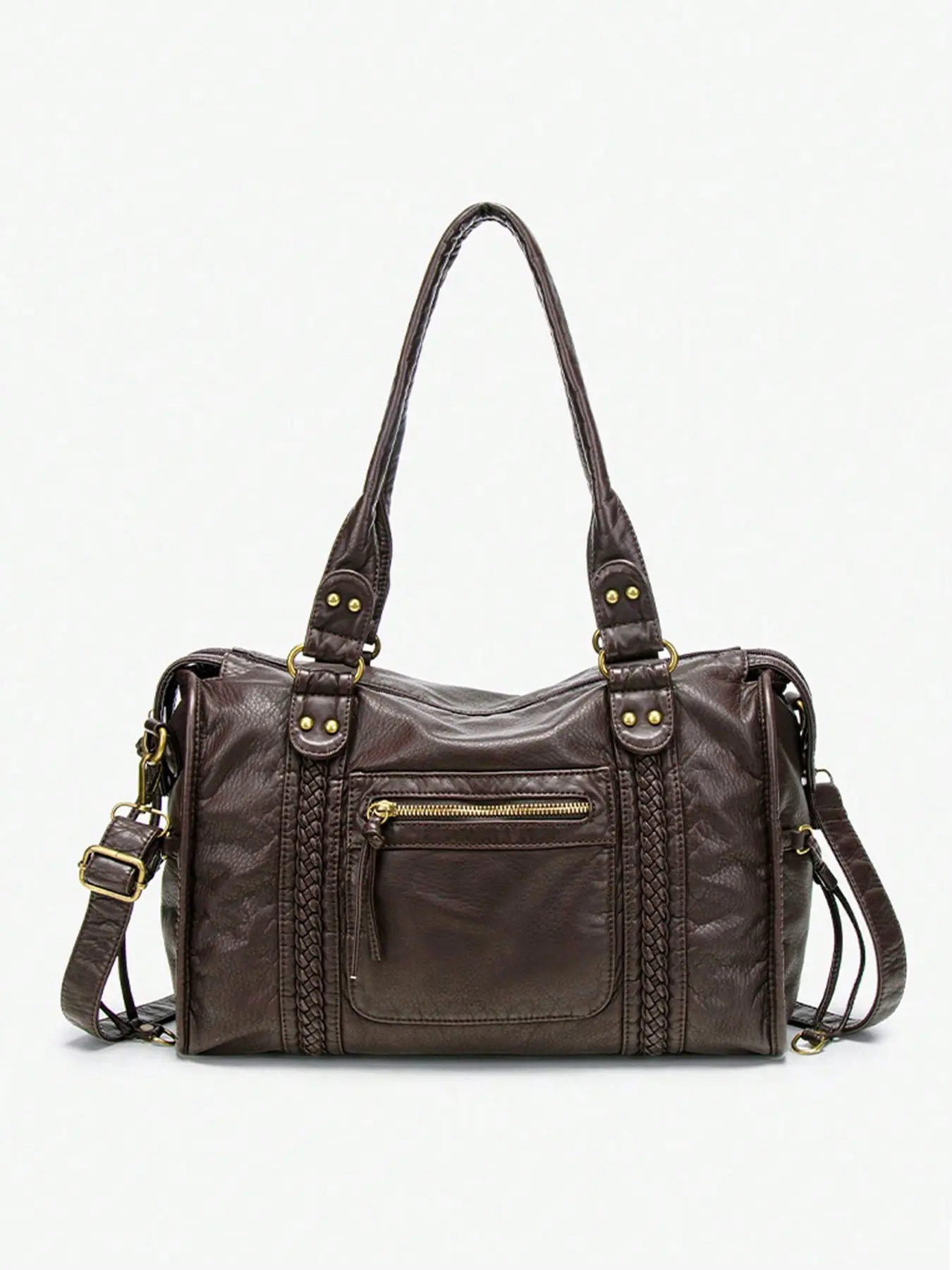 Business style light luxury elegant retro tote bag, multi pocket design, large capacity fashionable personality versatile one shoulder handbag, suitable for commuting, friend gatherings, and attending exhibitions, Business Multifunctional Bag