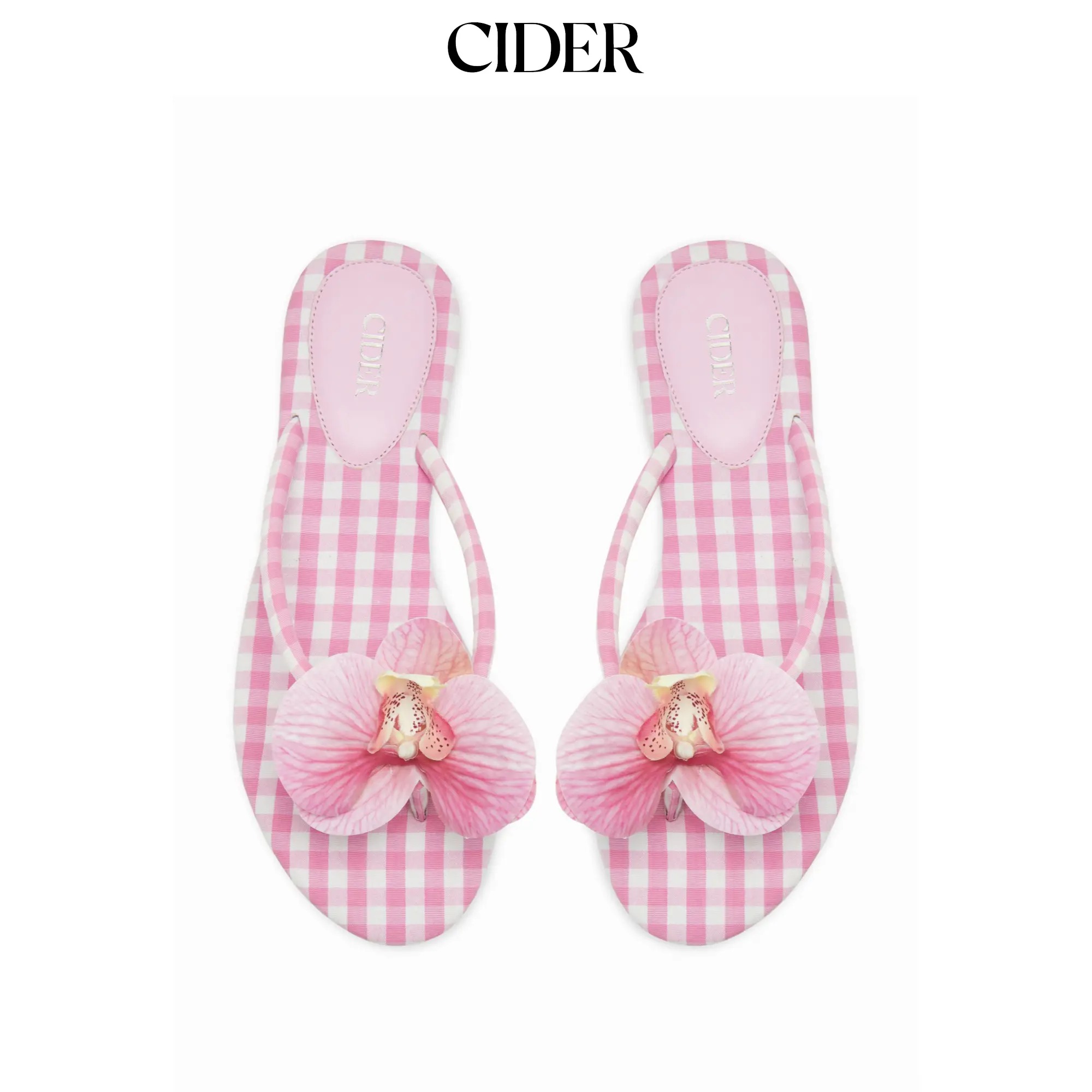Cider FLOWER & GINGHAM FLIP-FLOP SLIPPERS