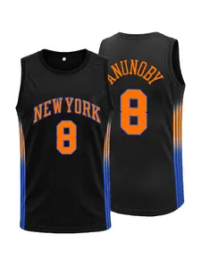 Unisex New York #8 Embroidered Basketball Jersey Comfortable Breathable Retro Fan Sports Shirt Gift S-3XL