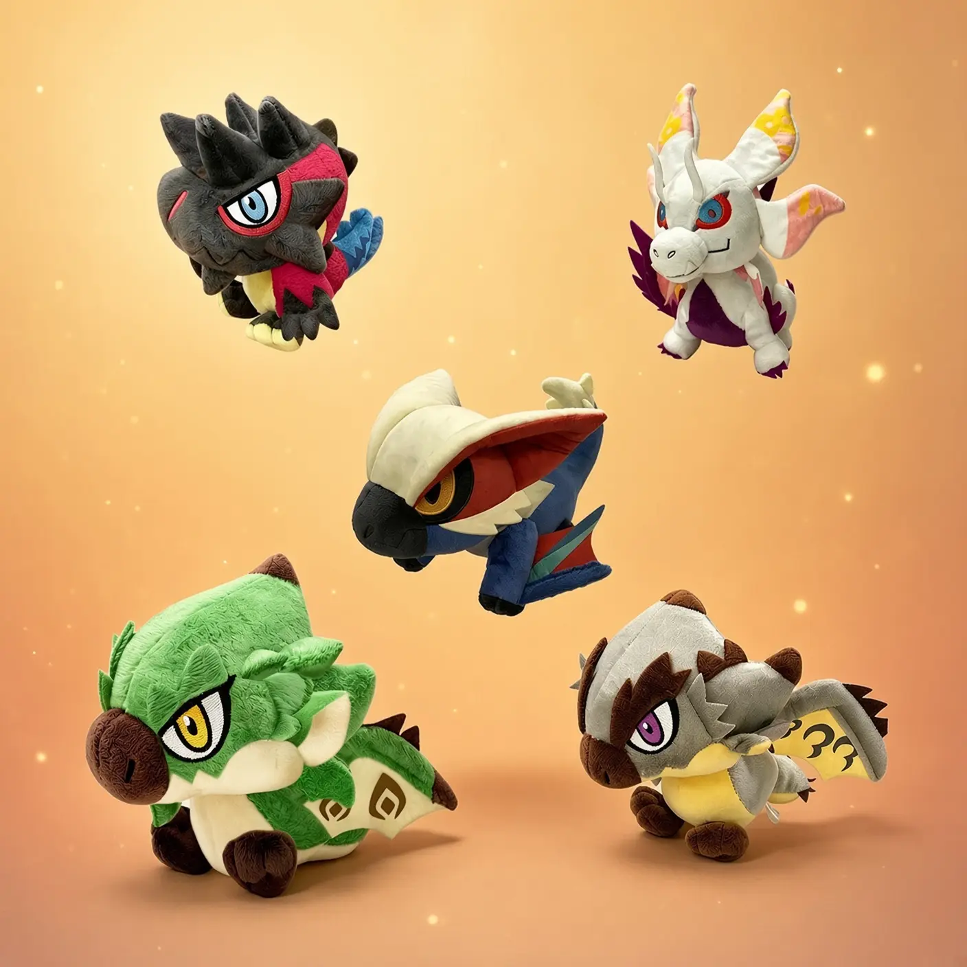 Cute Dragon Plushies, Soft Kawaii Mizutsune Lucent Nargacuga Silver Rathalos Rathian Glavenus Dolls, Adorable Wyvern Stuffed Animals, In-Game Replica Limited Edition Toys
